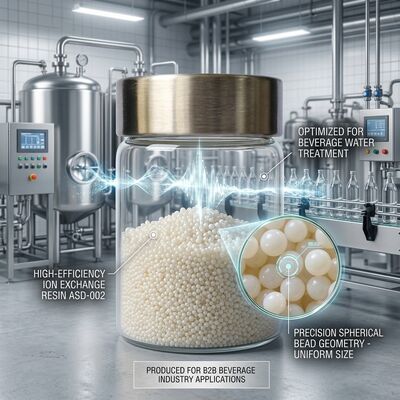 Résine échangeuse d'anions ASD-002 Pureté 99,8% Perles à base forte pour l'industrie alimentaire Traitement de l'eau Élimination des nitrates