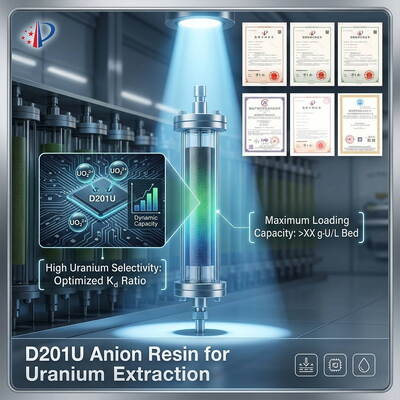 Résine échangeuse d'anions à base forte D201U pour l'extraction de métal d'uranium avec une pureté de 99,9% et une résistance mécanique élevée