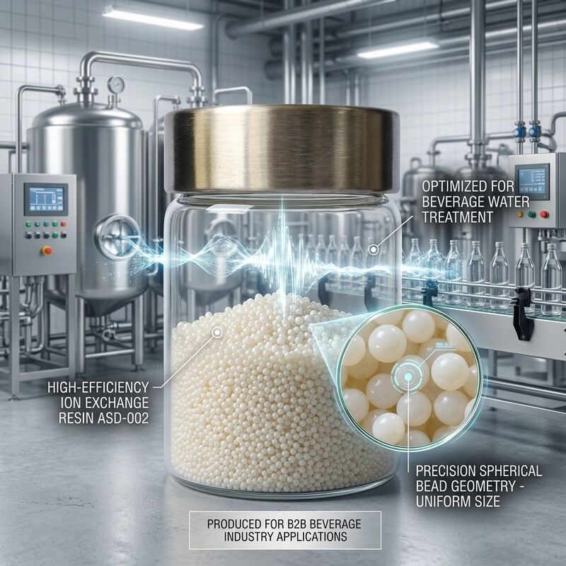 Résine échangeuse d'anions ASD-002 Pureté 99,8% Perles à base forte pour l'industrie alimentaire Traitement de l'eau Élimination des nitrates